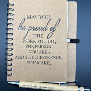 Inspirational Brown Notebook and Bamboo Pen Set